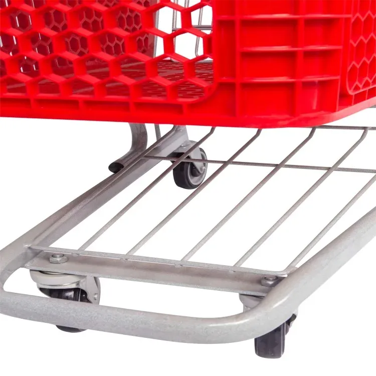 High Capacity Red American Style Plastic Supermarket Shopping Trolley photo 2