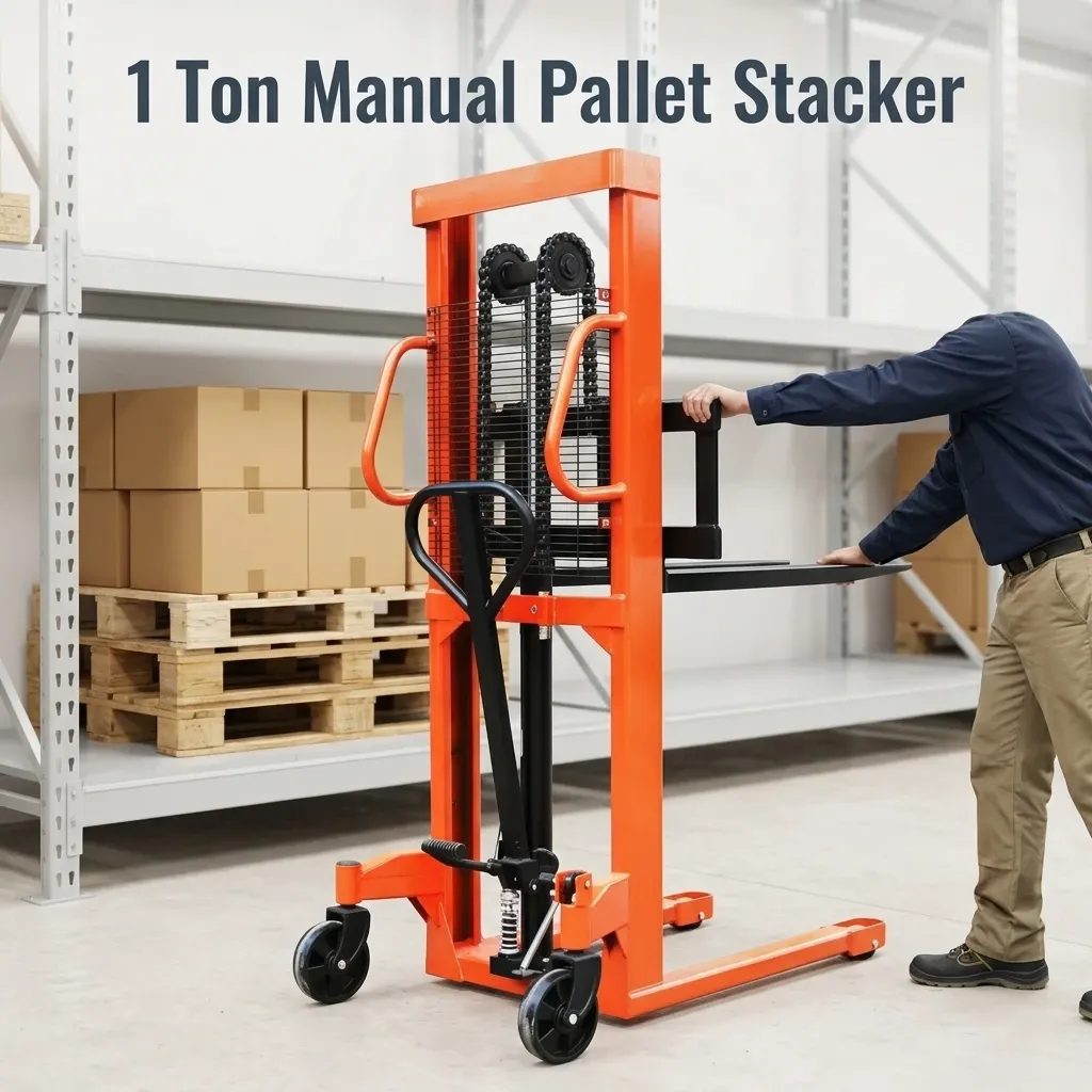 1 Ton Manual Pallet Stacker Hand Hydraulic Stacking Truck photo 1