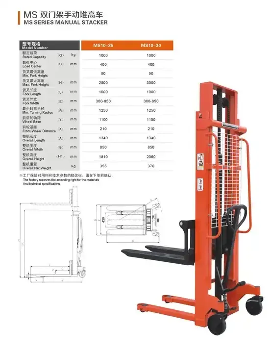 1 Ton Stacker Forklift High Quality Hydraulic detail 10