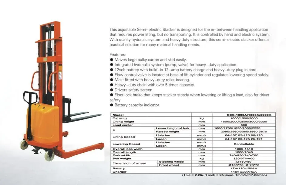 Semi-Electric Pallet Stacker 2000 kg detail 2