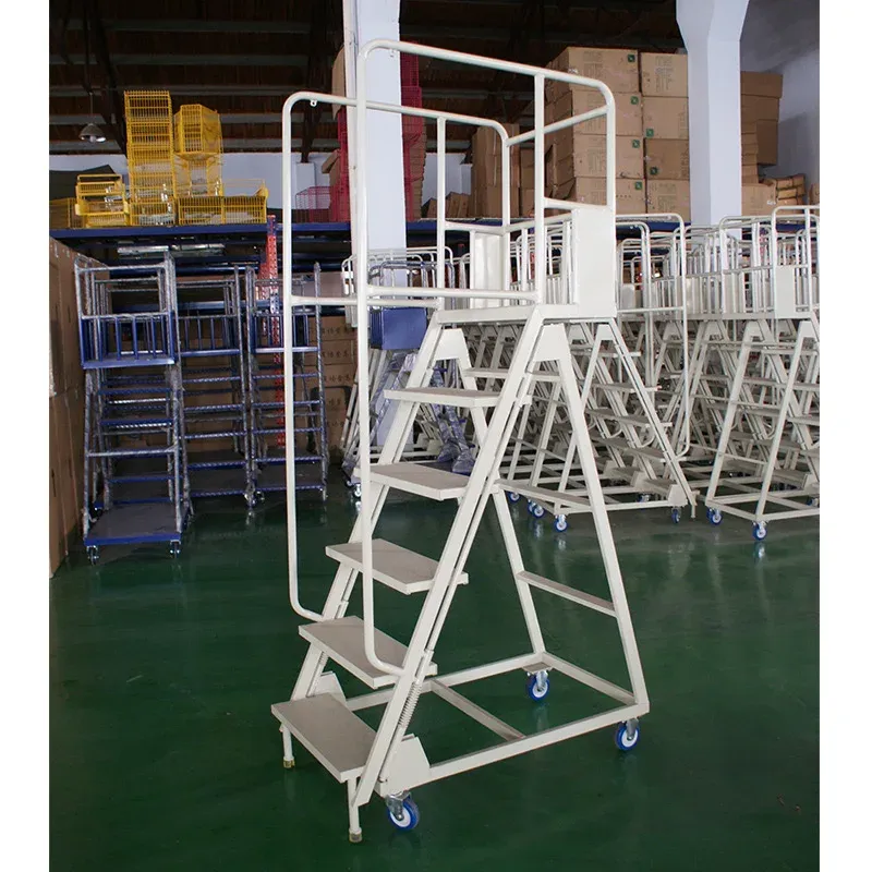 Four-Wheel Steel Mobile Platform Ladder Truck photo 6