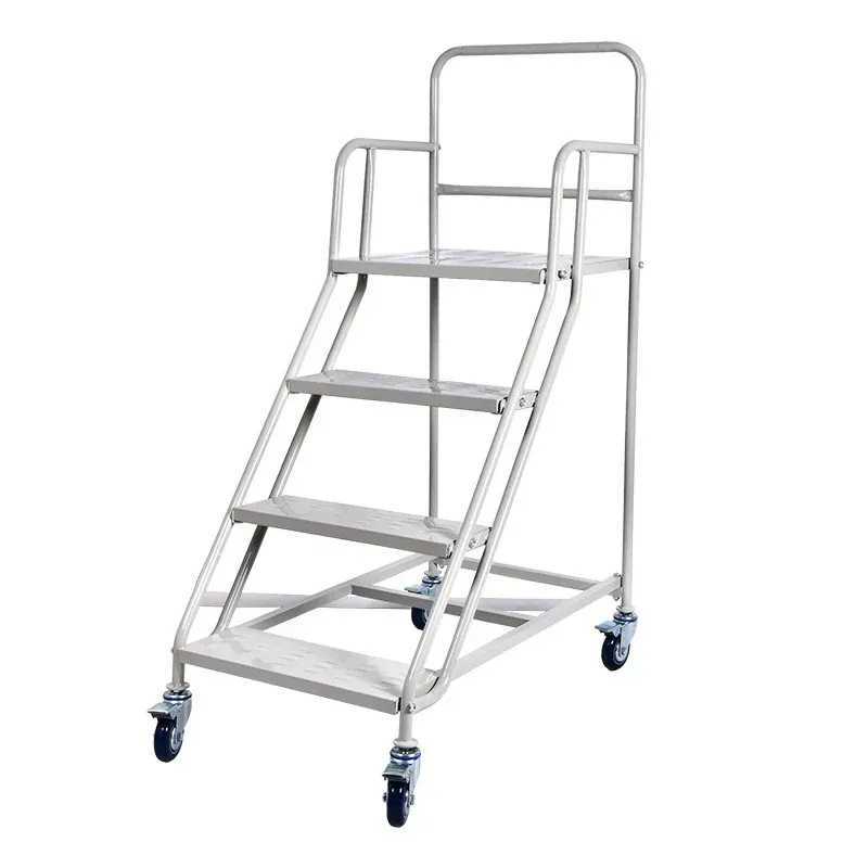 Heavy Duty Use Metal Safety Rail 8 Step Movable Work Ladder