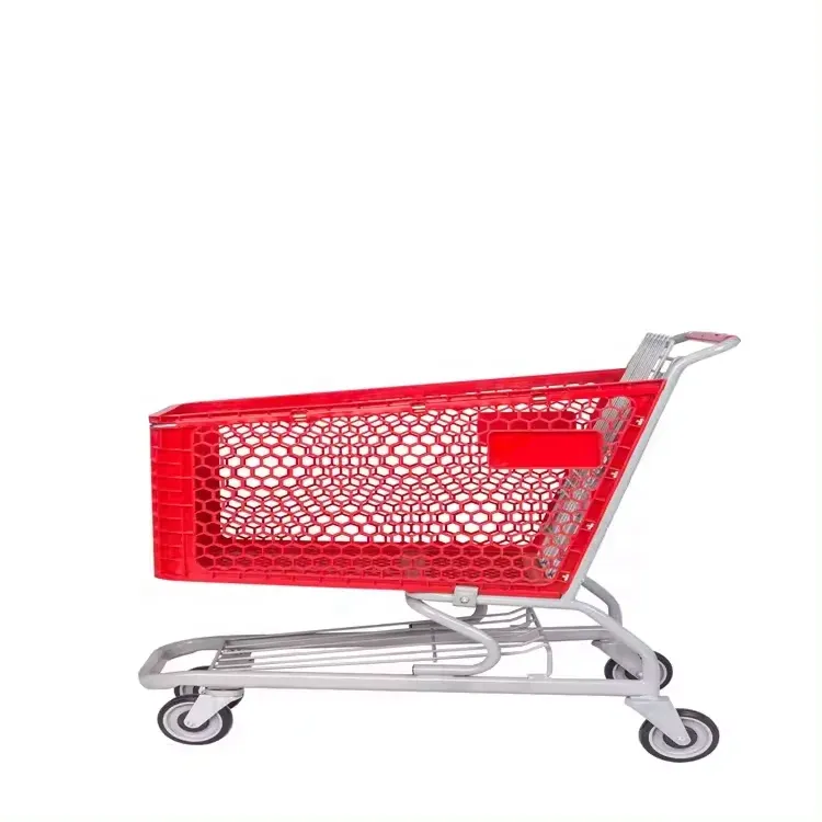 American Style Red Plastic 100L Supermarket Shopping Trolleys
