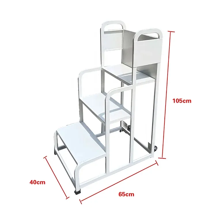 Warehouse Climbing 2 Wheeled Movable Large Steel Platform Ladder Truck photo 3