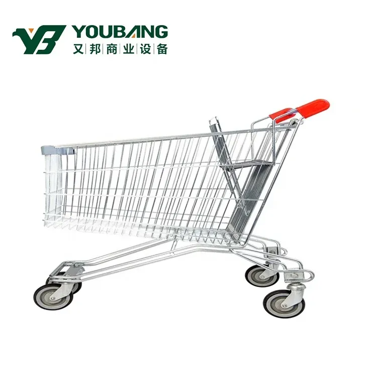 Heavy Duty 80L Metal Supermarket Cargo Trolley With 4