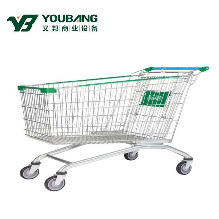 European Style Zinc-Plated Commercial Steel Shopping Trolley