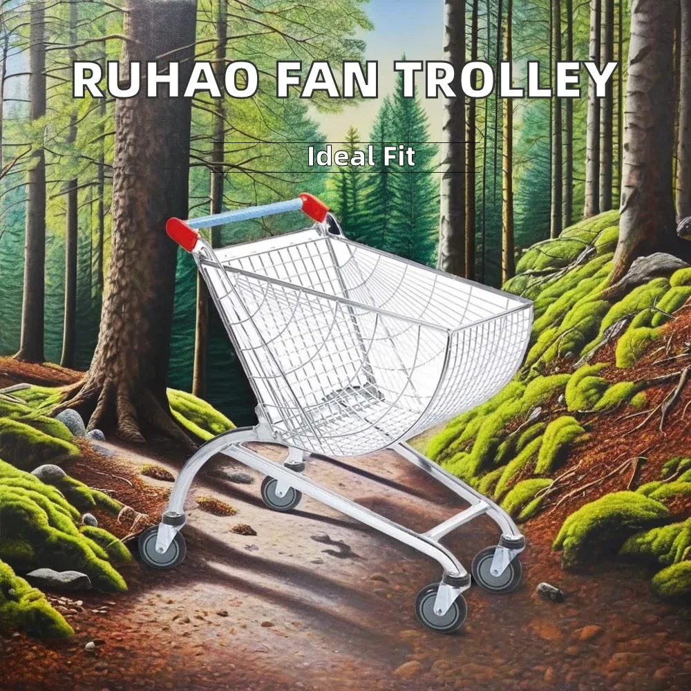Supermarket Four-Wheel Shopping Trolley with Design Fan detail 3