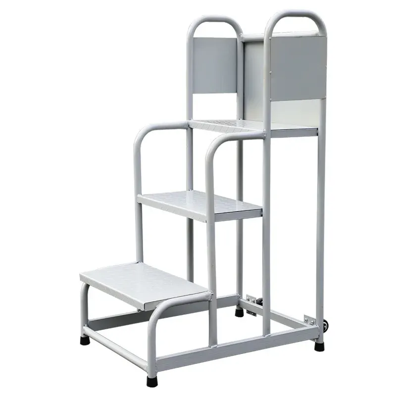 Warehouse Metal Heavy Loading High Safety 3 Steps Mobile Ladders photo 4