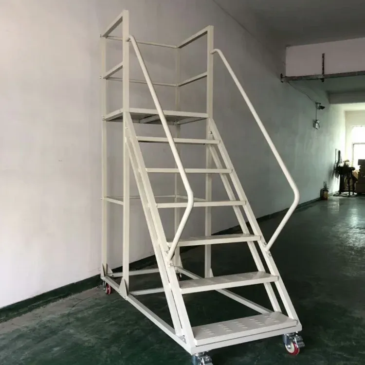 Rolling Heavy Duty Steel 6 Steps Platform Ladder photo 3