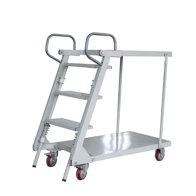 Warehouse Use 4 castor Moving 3 Step Ladder Trolley