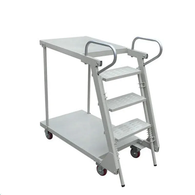 Warehouse Use 4 castor Moving 3 Step Ladder Trolley photo 4