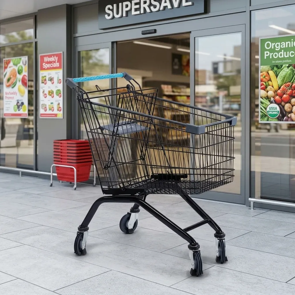 European Style Shopping Trolley Mesh Structure Cart