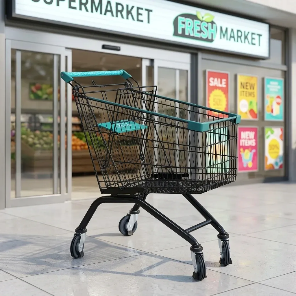 European Style Shopping Trolley Mesh Structure Cart photo 4