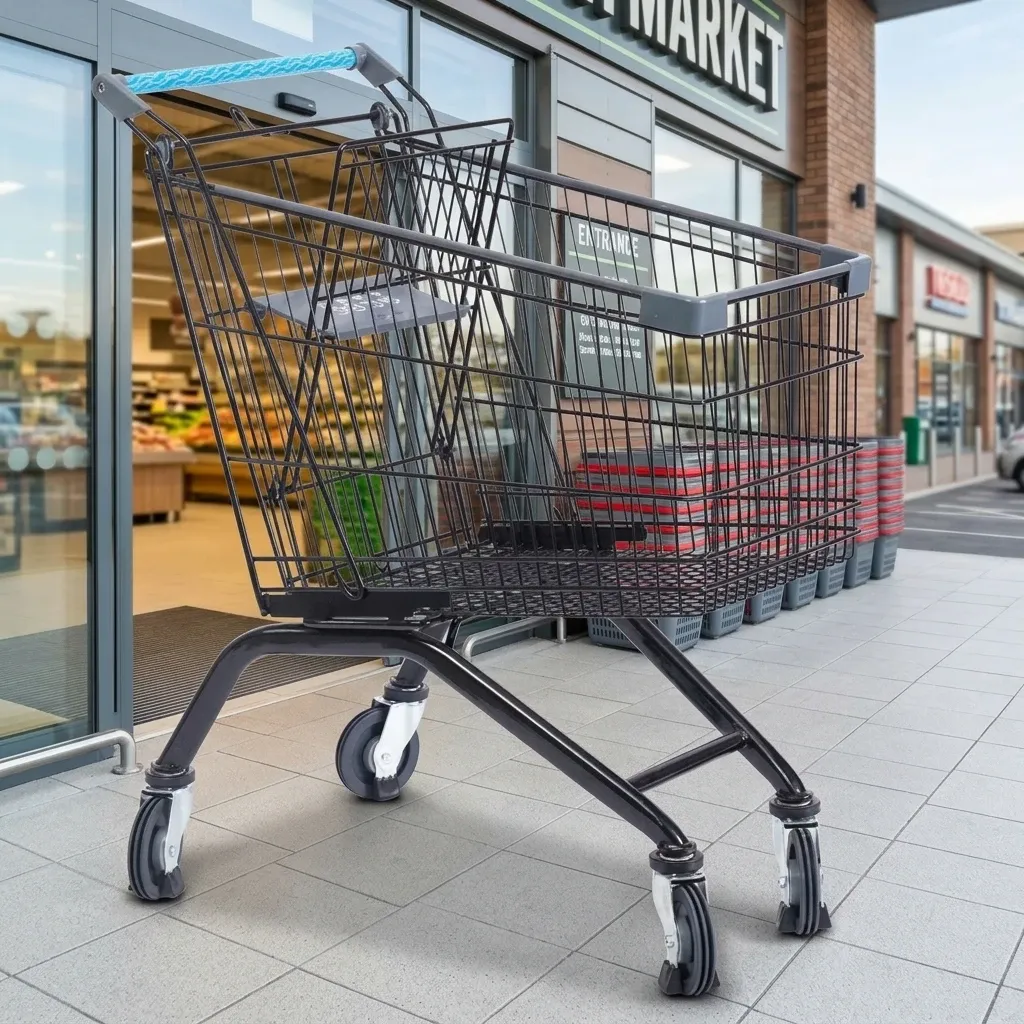 European Style Shopping Trolley Mesh Structure Cart photo 5