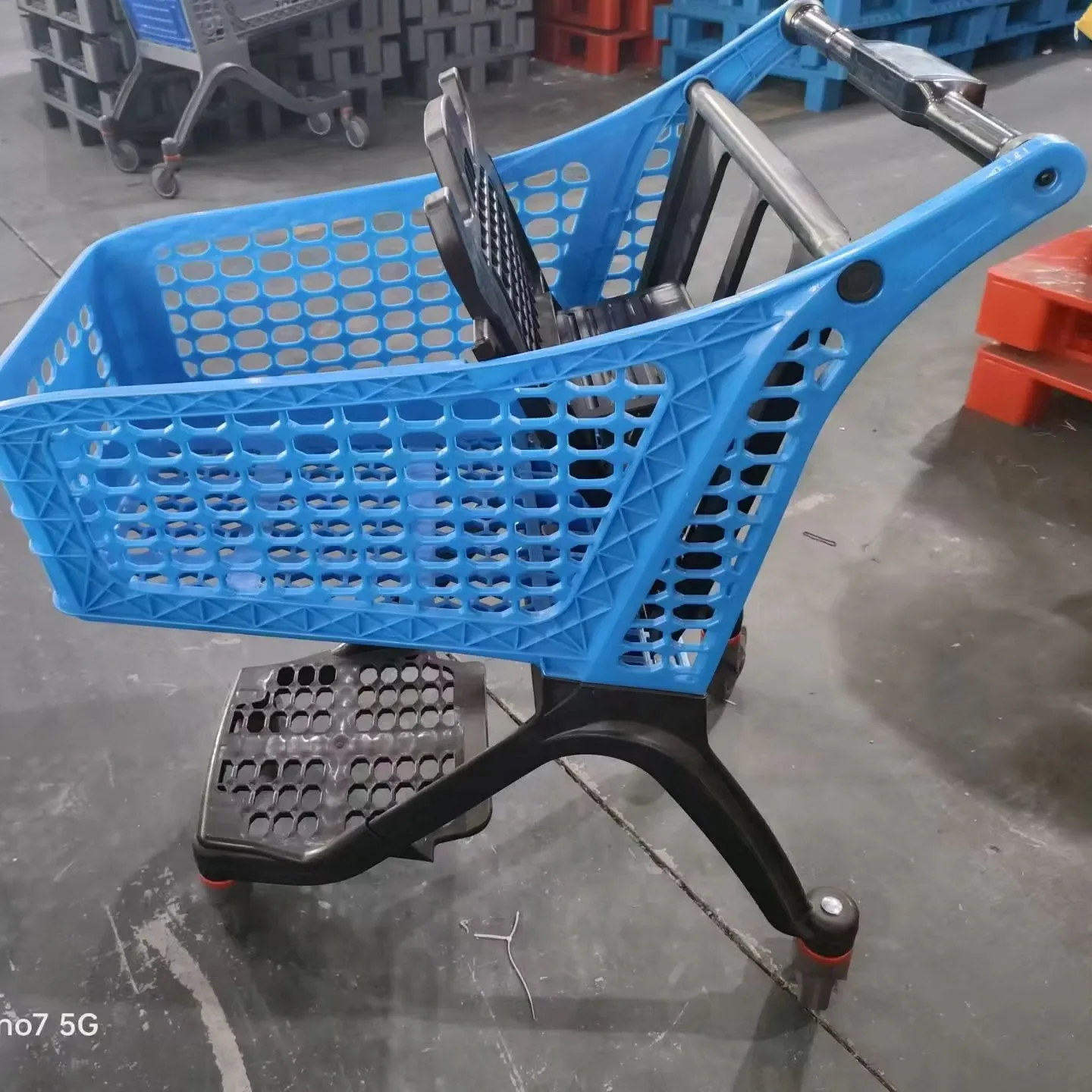 Colourful Plastic Supermarket Shopping Trolley with 5