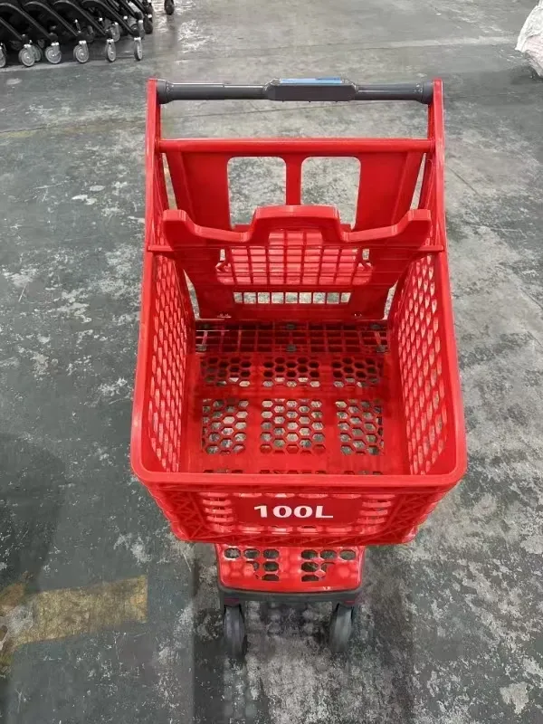 Colourful Plastic Supermarket Shopping Trolley with 5 photo 2