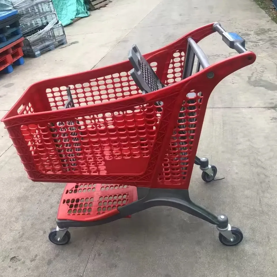 Mesh Structure 5 in PU Wheels Waterproof Indoor Shopping Trolley