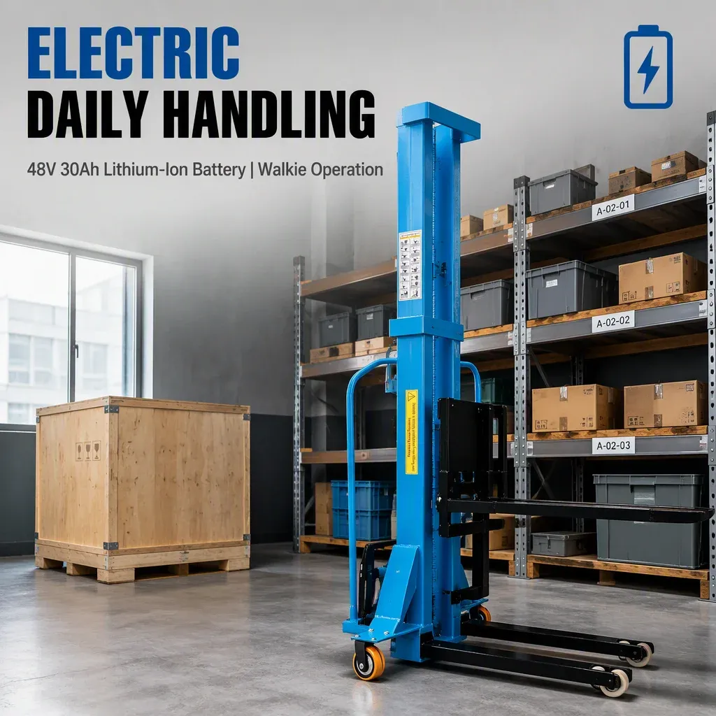 1Ton Full Electric Stacker Self Loading Stacker Forklift detail 3