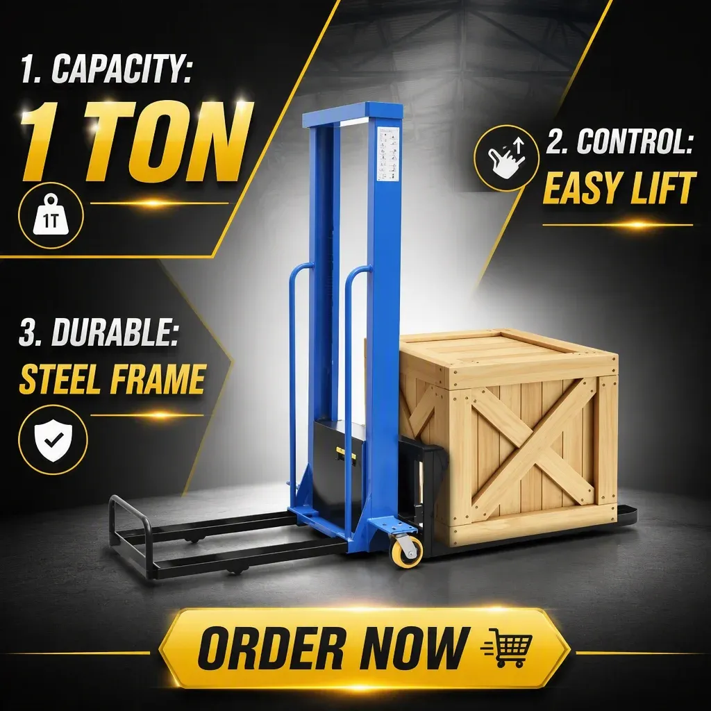 1Ton Full Electric Stacker Self Loading Stacker Forklift