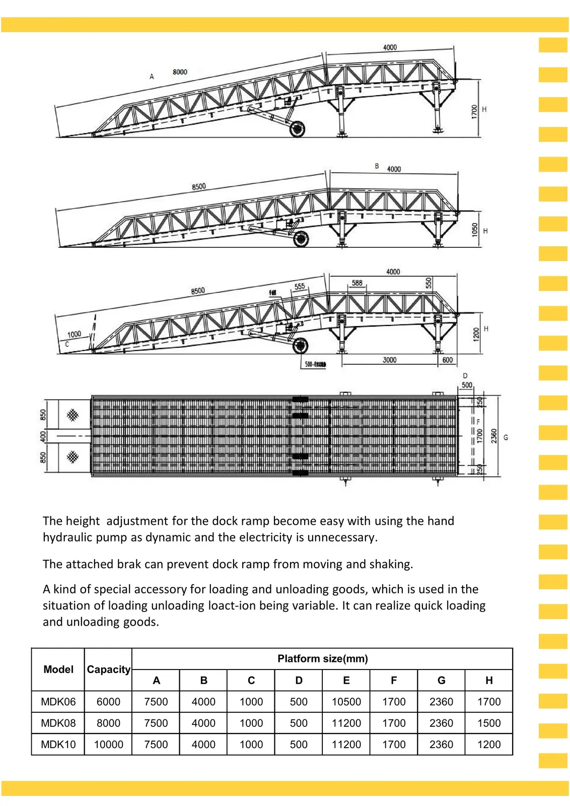 Heavy Duty Movable Dock Leveller Hydraulic Dock Levellers detail 2