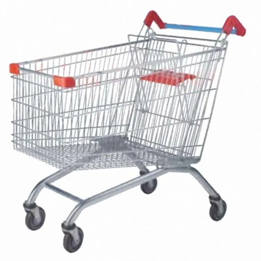 270L European Supermarket Mesh Folding 5 in PU castor Shopping Trolley photo 2