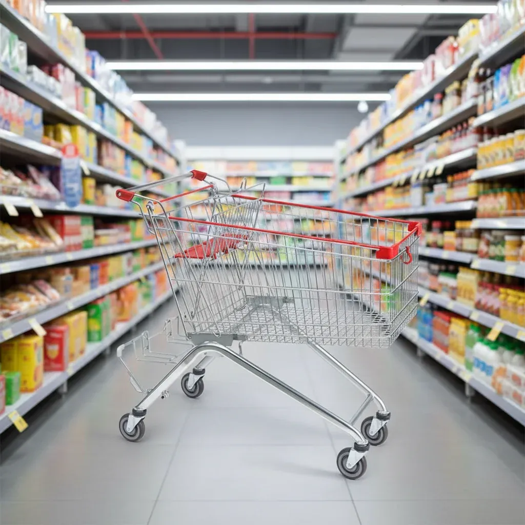 180L European Style Folding Supermarket Metal Shopping Trolley Waterproof