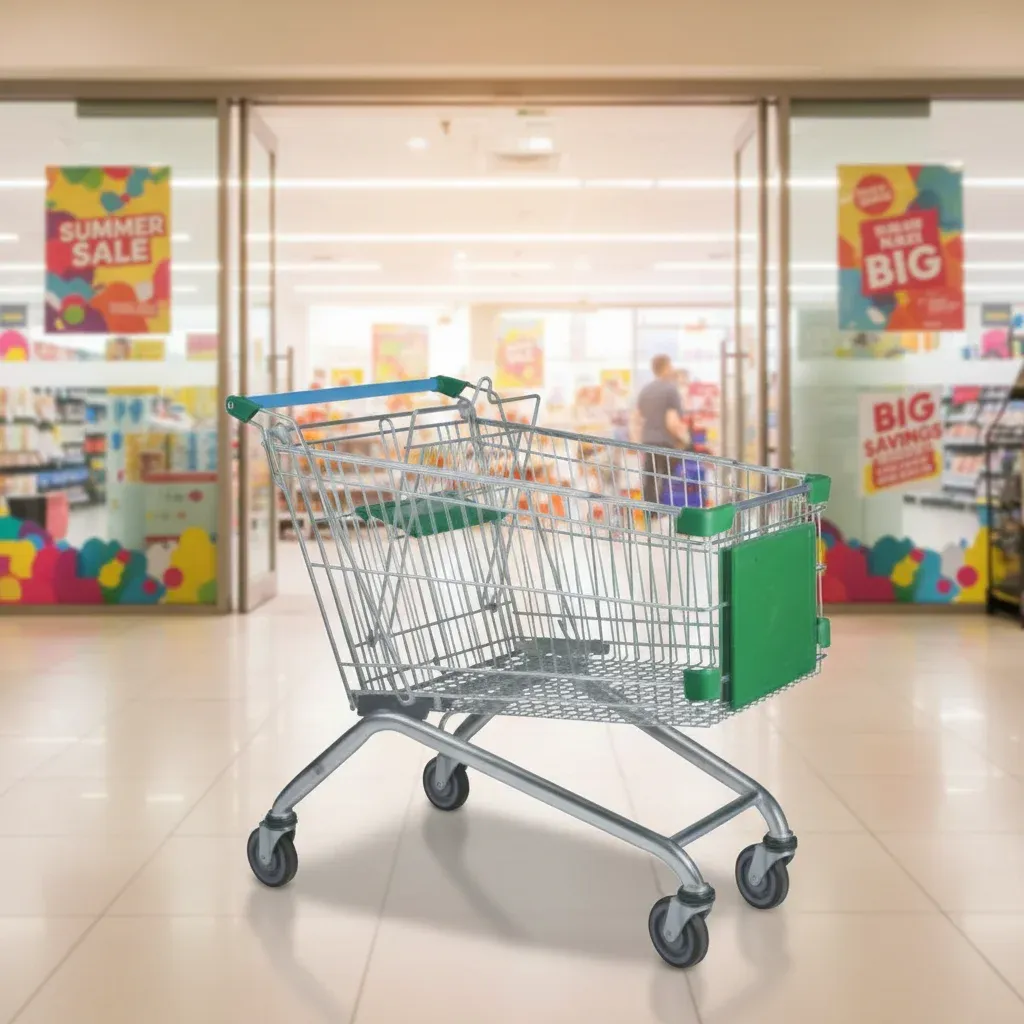 European Style Hand Push 150L Foldable Mesh Shopping Trolley Store