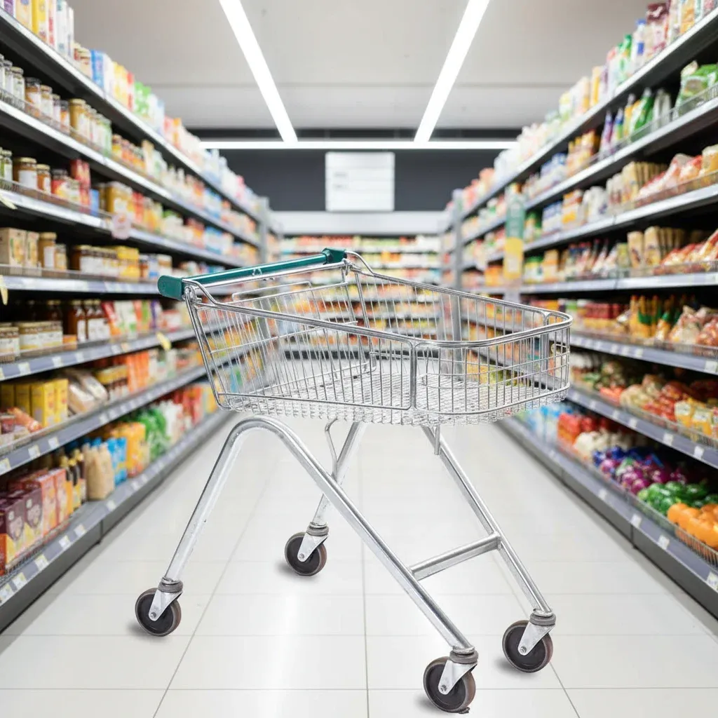 European Supermarket Mesh Folding 90L Shopping Trolley