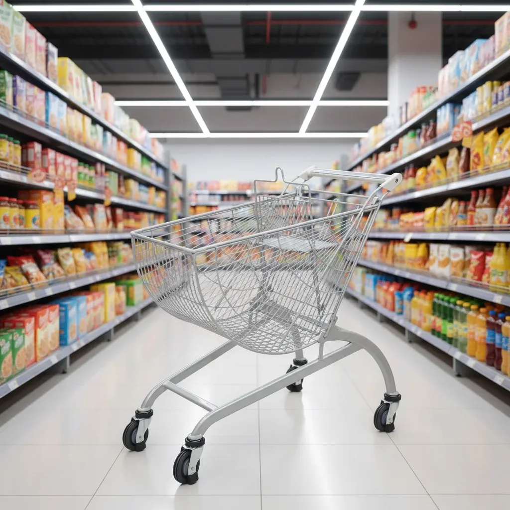 Foldable Mesh Shopping Trolley with Zinc Plated