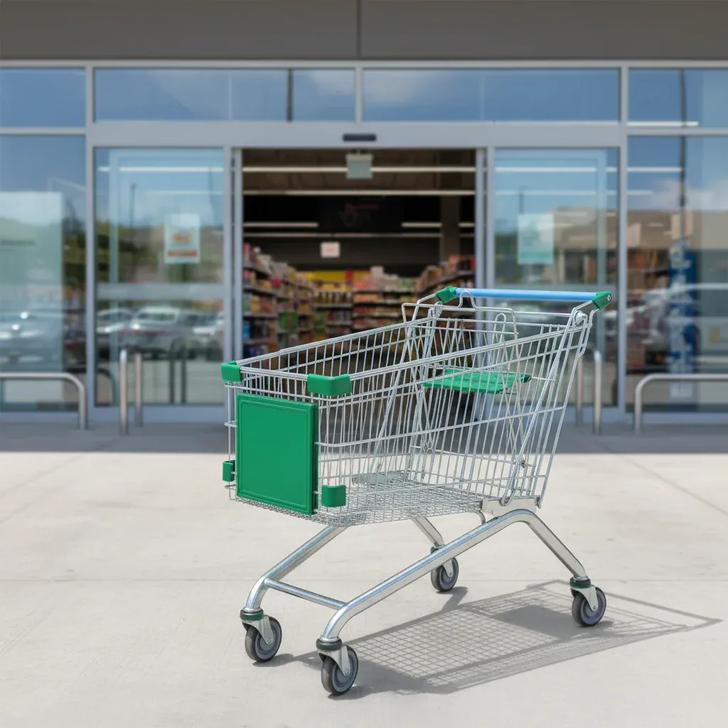 European Style Hand Push 150L Foldable Mesh Shopping Trolley Zinc