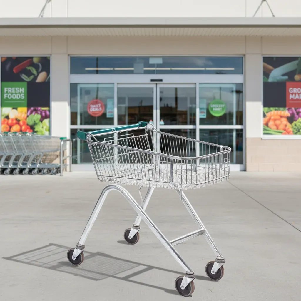 90L Mesh Folding Shopping Trolley with 4