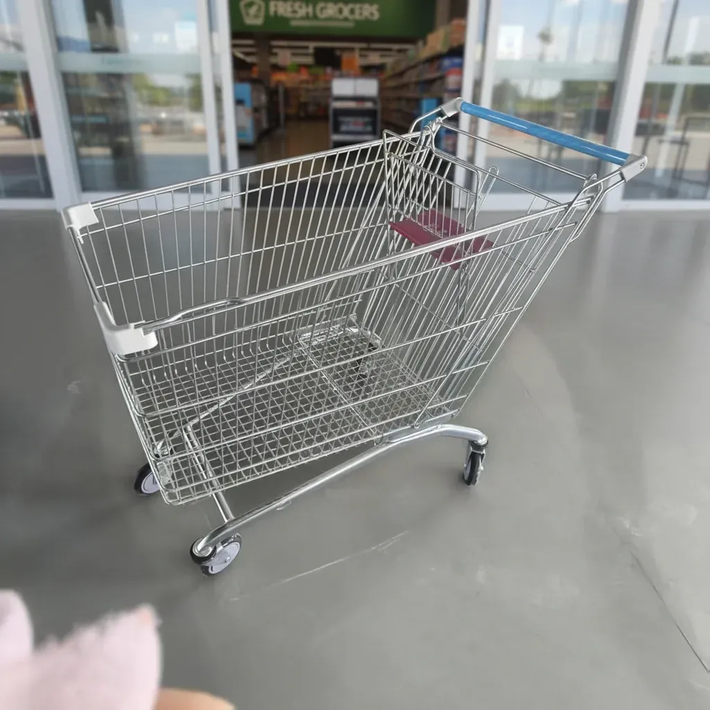 240L European Style Folding Mesh Metal Shopping Trolley (LPT-66378)