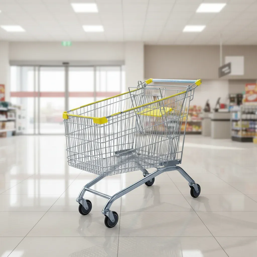 European Style Folding Mesh Shopping Trolley 180L 5 Zinc