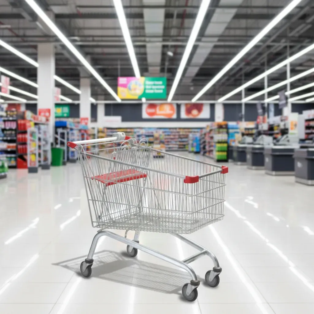 190L European Style Mesh Shopping Trolley 5 Zinc