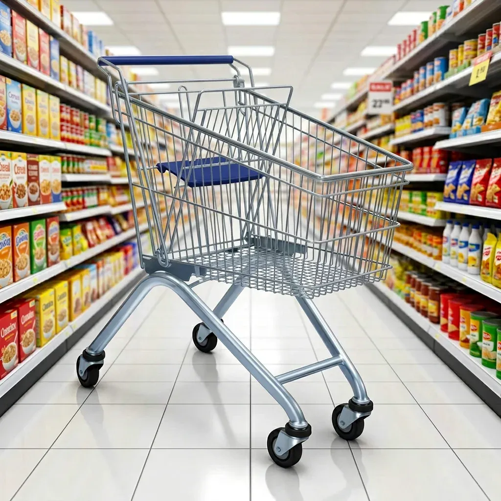 Plastic and Steel Material Supermarket Metal Shopping Trolleys photo 2