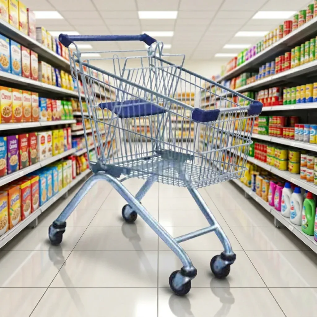 Plastic and Steel Material Supermarket Metal Shopping Trolleys photo 3