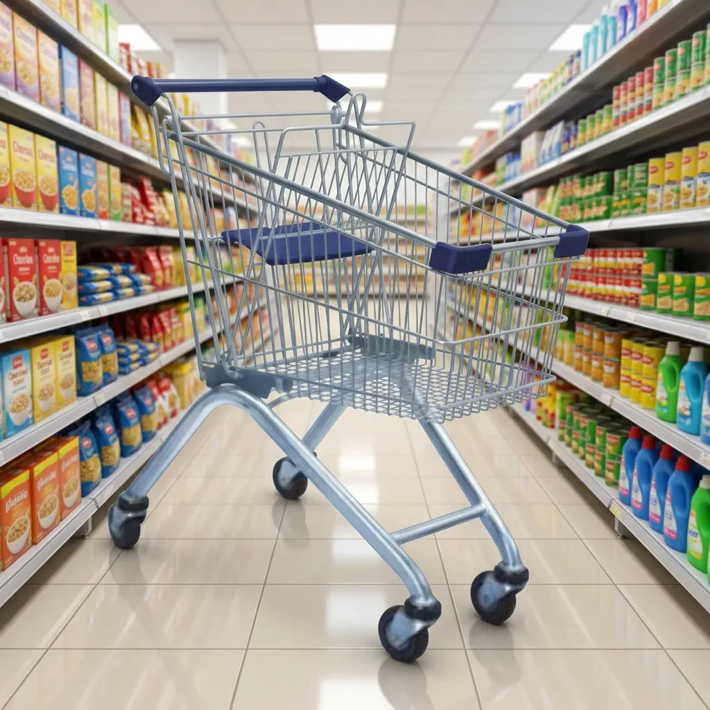 Plastic and Steel Material Supermarket Metal Shopping Trolleys photo 4