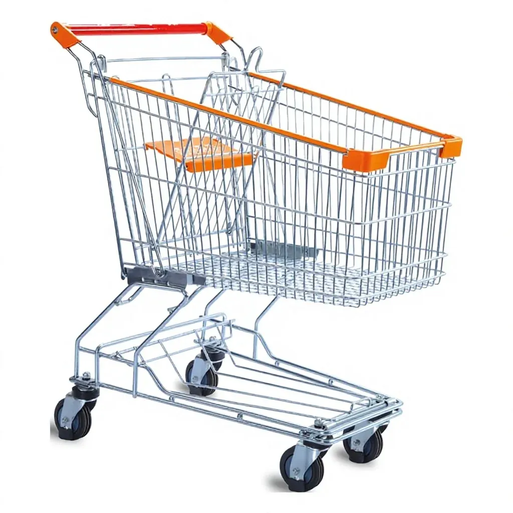 100L Chrome Plated Metal Unfolding Style Asian Shopping Trolley photo 4