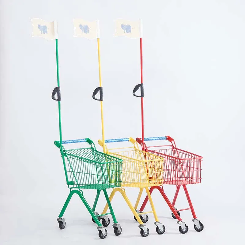 Mini Children's Plastic Unfolding Metal Supermarket Shopping Trolley detail 1