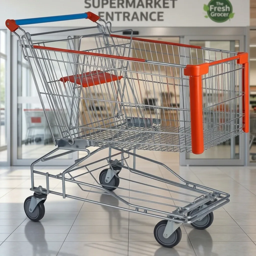 Asian Style Foldable Mesh Shopping Trolley