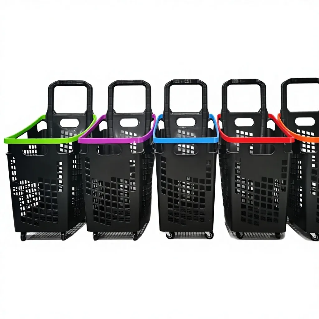 Supermarket 70L Shopping Trolley with Plastic Basket detail 3