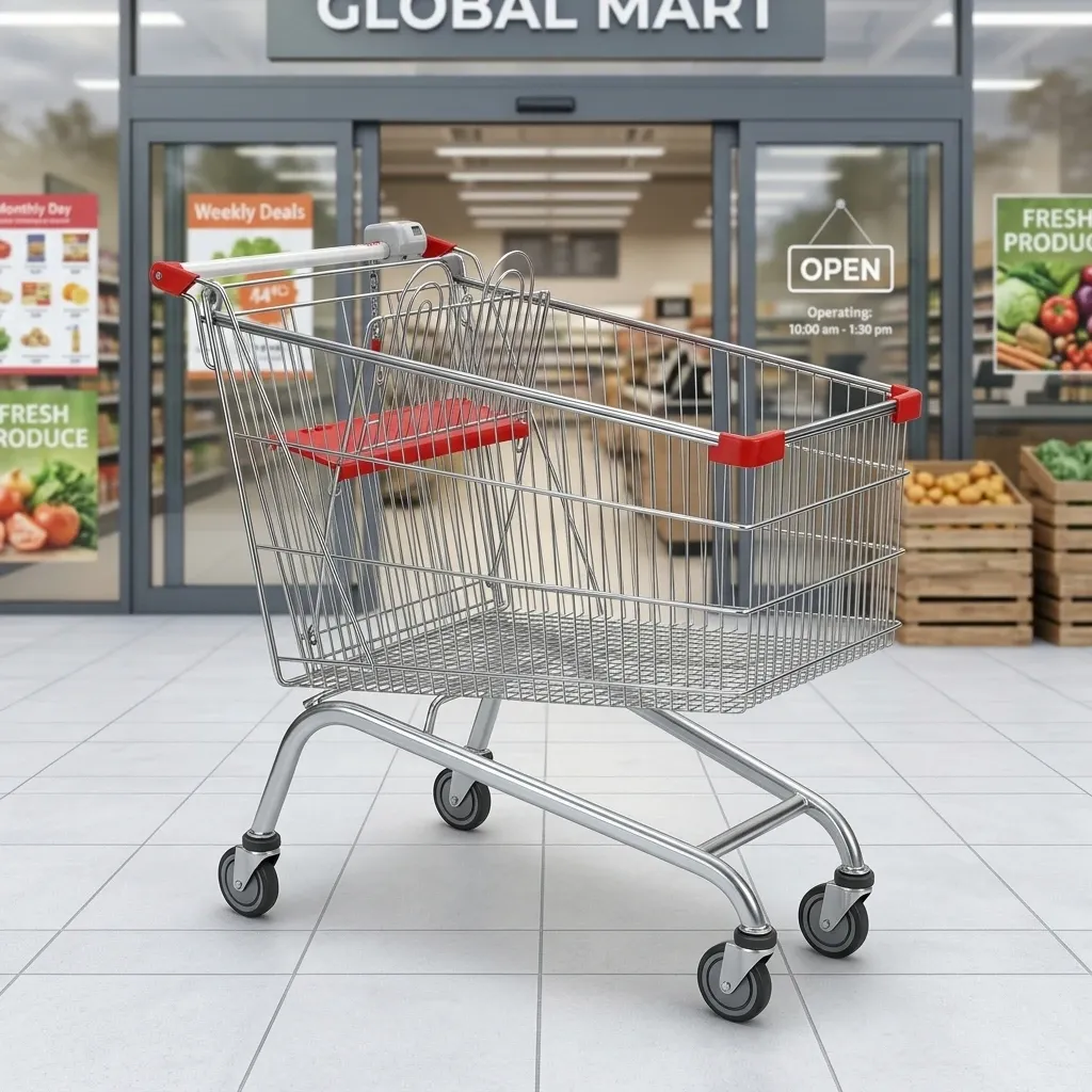 Heavy Duty Steel Hypermarket Collapsible 190L European Style Shopping Trolley