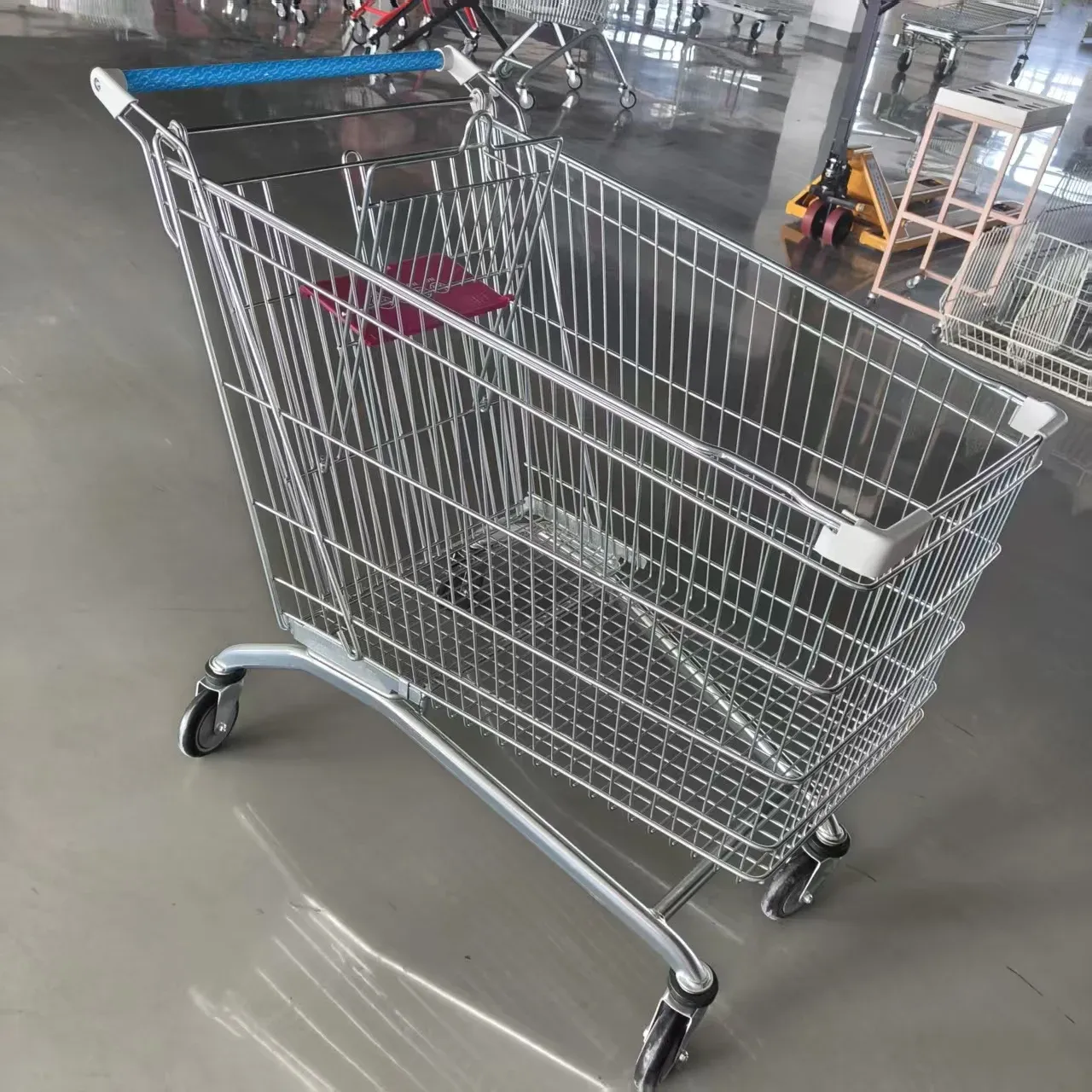Metal Mesh Folding 240L European Style Shopping Trolley detail 2