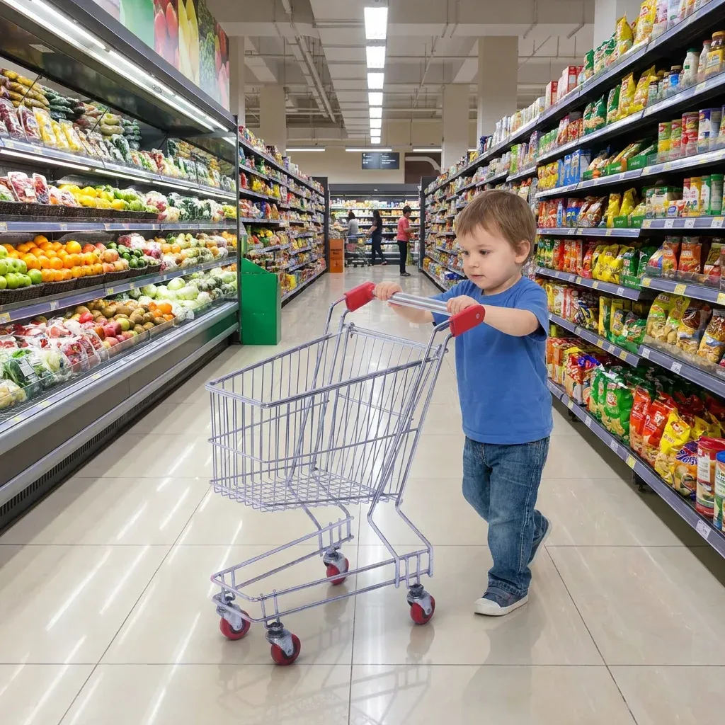 Steel Children's Unfolding Mini Shopping Trolley (LPT-76850)
