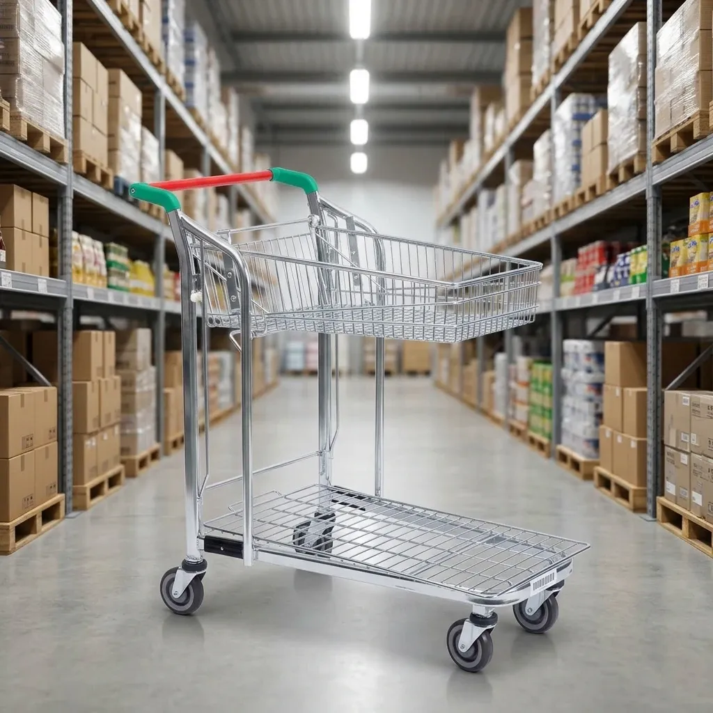 Metal Flat Trolley with Basket
