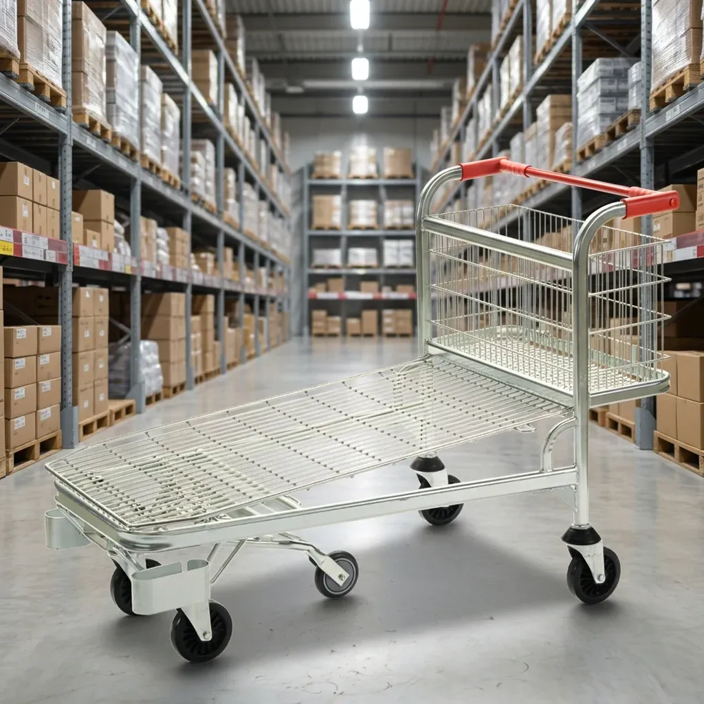 Supermarket Industrial Logistic Hand Push Trolley Mobile detail 2