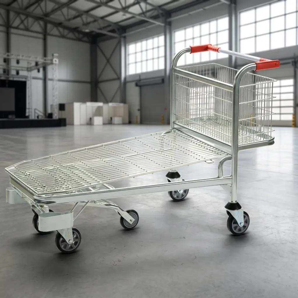 Supermarket Industrial Logistic Hand Push Trolley Mobile