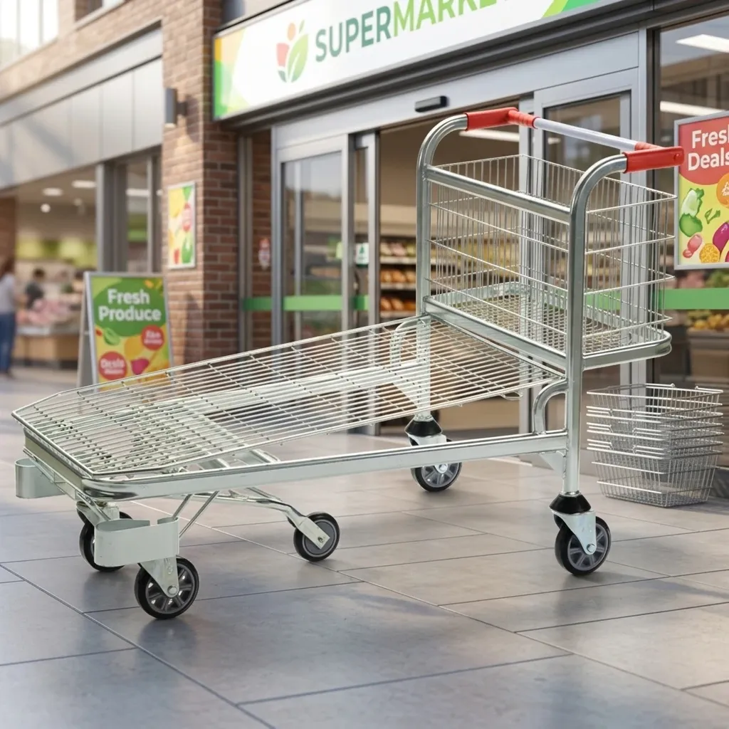 Supermarket Industrial Logistic Hand Push Trolley Mobile photo 4