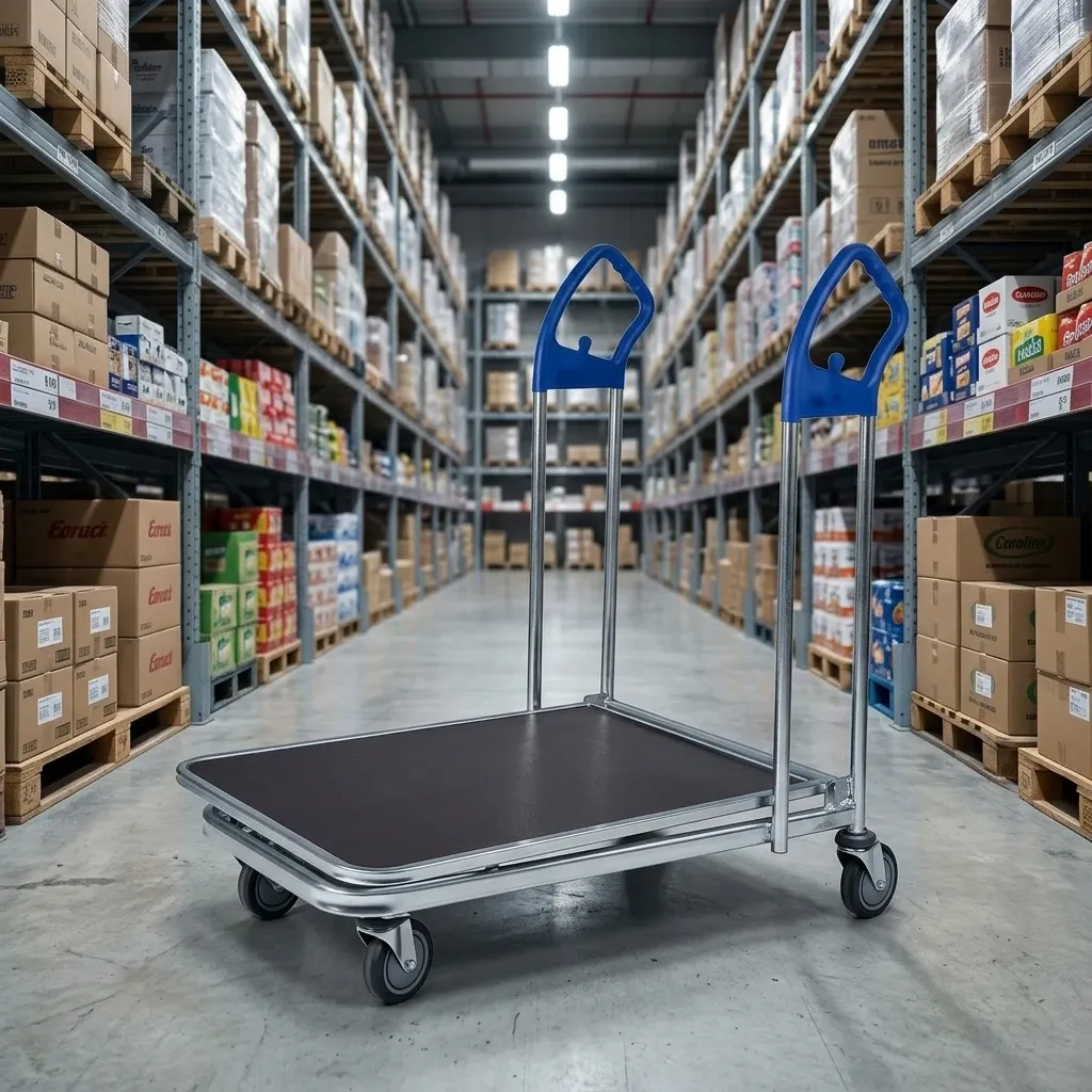 Warehouse Aluminium Alloy Surface Heavy Duty Mesh Structure Steel Flat Trolley (LPT-34101) detail 4