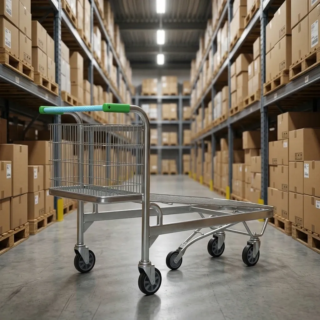 Warehouse Aluminium Alloy Surface Heavy Duty Mesh Structure Steel Flat Trolley (LPT-34101) photo 3